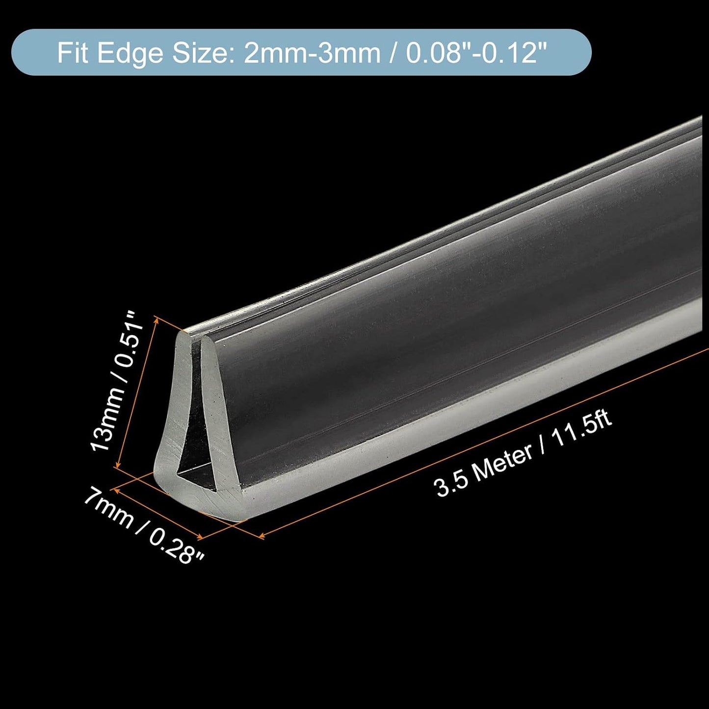 uxcell U Channel Edge Trim, 4.9ft Length Soft Rubber Guard Seal Strip Edge Protector Fit for 1-2mm Edge, (9/32" W x 5/32" H) Clear
