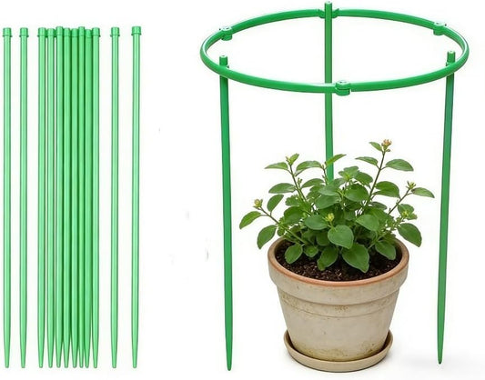 Plant Support Stakes Adjustable Plastic Ring 6 Cross Bars 2 Sets for Potted Plants Seedlings Indoor Outdoor Garden Support, 24.5*20
