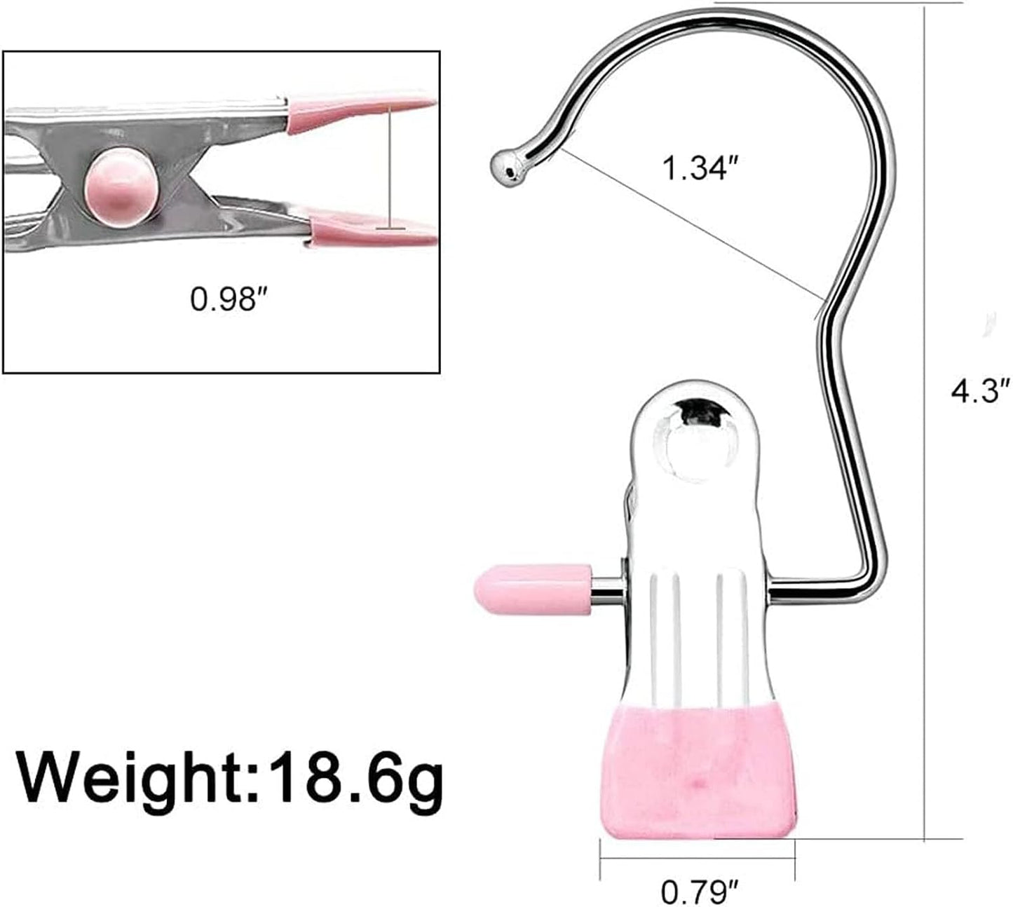 Clips for Hanging, Clothes Drying Clip Multifunctional Seamless Towel Hat Sock Windproof Pants Clip, Stainless Steel Hook Hanger Clips for Pants, Socks, Towels, Hats, Boots, and Travel