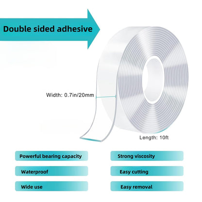 Transparent Super Strong Double-Sided Tape - Nano Adhesive, Removable and Washable, Suitable for Heavy-Duty Home Renovation, Walls, Carpets, Cards, Posters, Photos(9)