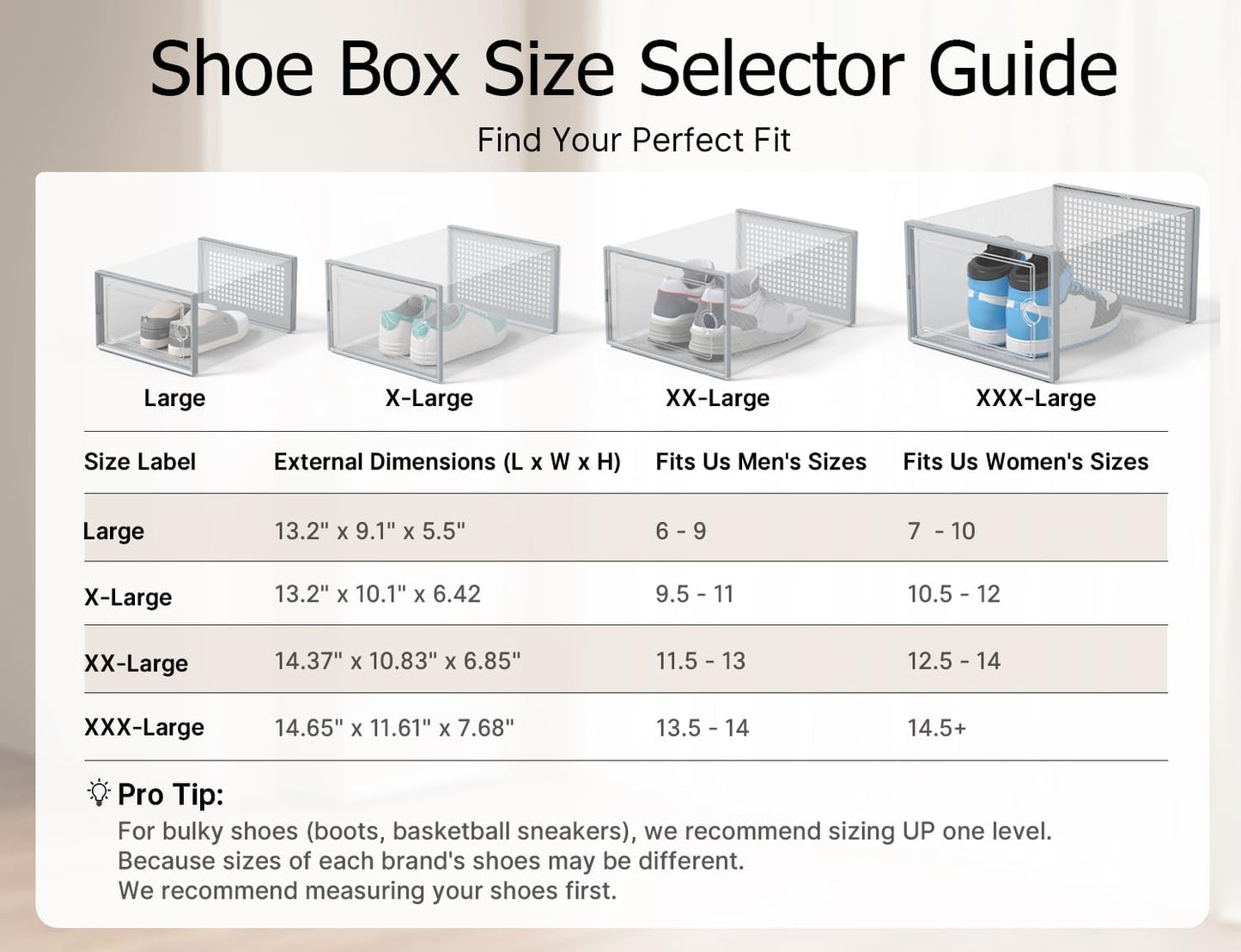 Kuject X-Large Shoe Storage Boxes Organizers for Closet 12 Pack, Fit Size 11,Clear Plastic Stackable Sneaker Containers for Entryway, Space Saving Shoe Rack, Brown