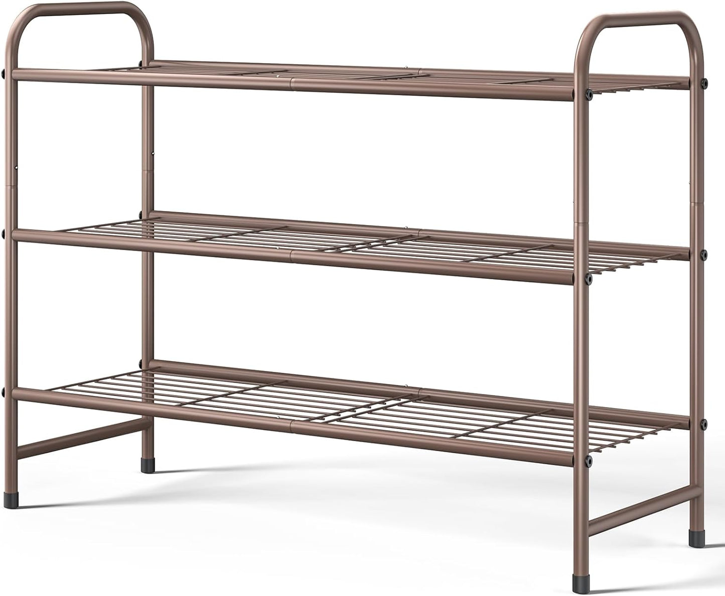 Kitsure Shoe Rack - Stainless Steel Shoe Organizer, Sturdy Shoe Rack for Closet and Front Door Entrance, Free Standing Shoe Shelf, Closet Organizers and Storage, 25.6" Wide - 3 Tier, Black