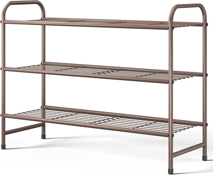 Kitsure Shoe Rack - Stainless Steel Shoe Organizer, Sturdy Shoe Rack for Closet and Front Door Entrance, Free Standing Shoe Shelf, Closet Organizers and Storage, 25.6" Wide - 3 Tier, Black