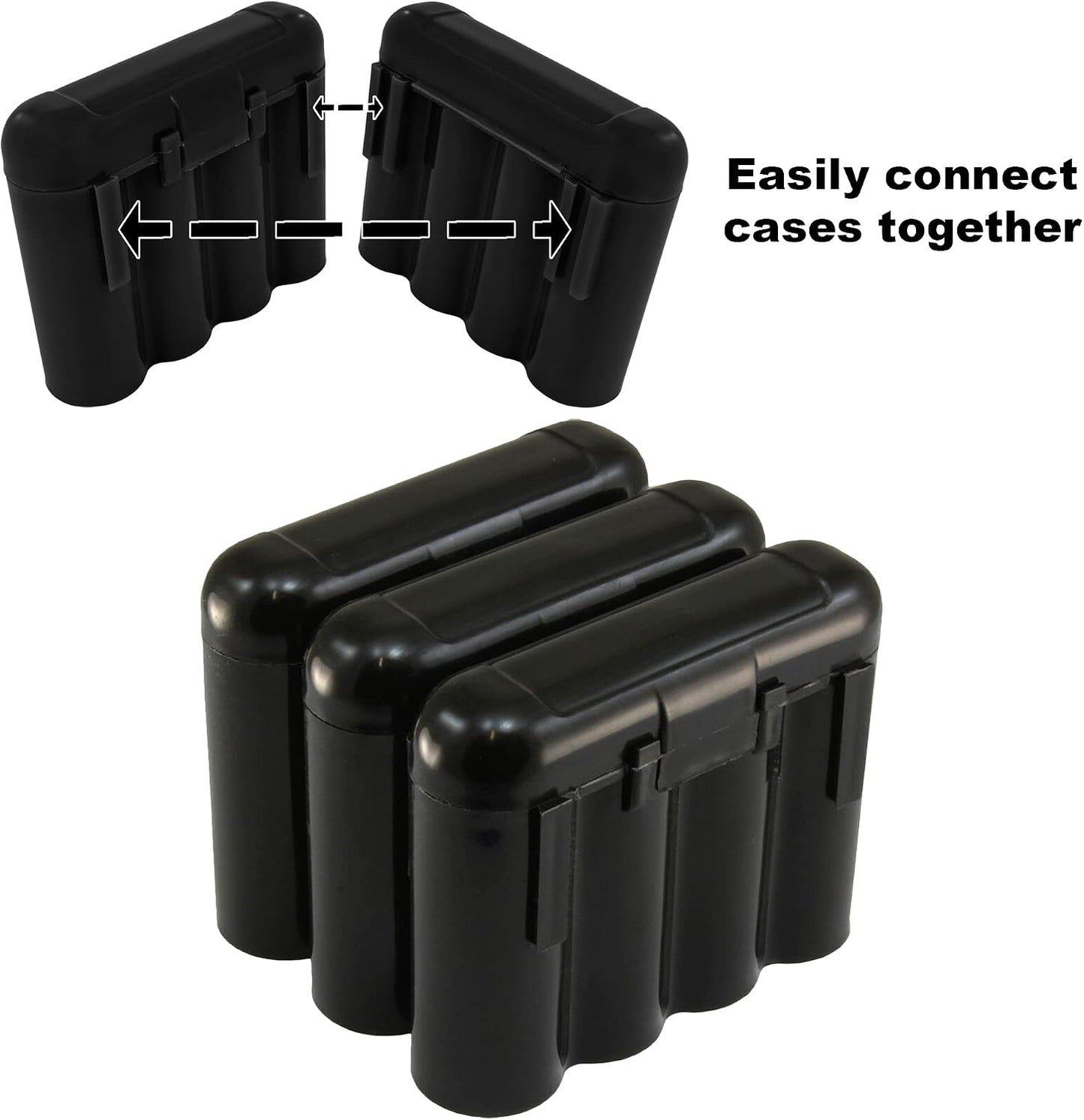 5 Pack Black AA AAA CR123A Battery Holder Storage Cases Snap Close Portable Battery Organizer Boxes
