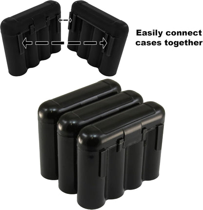 5 Pack Black AA AAA CR123A Battery Holder Storage Cases Snap Close Portable Battery Organizer Boxes