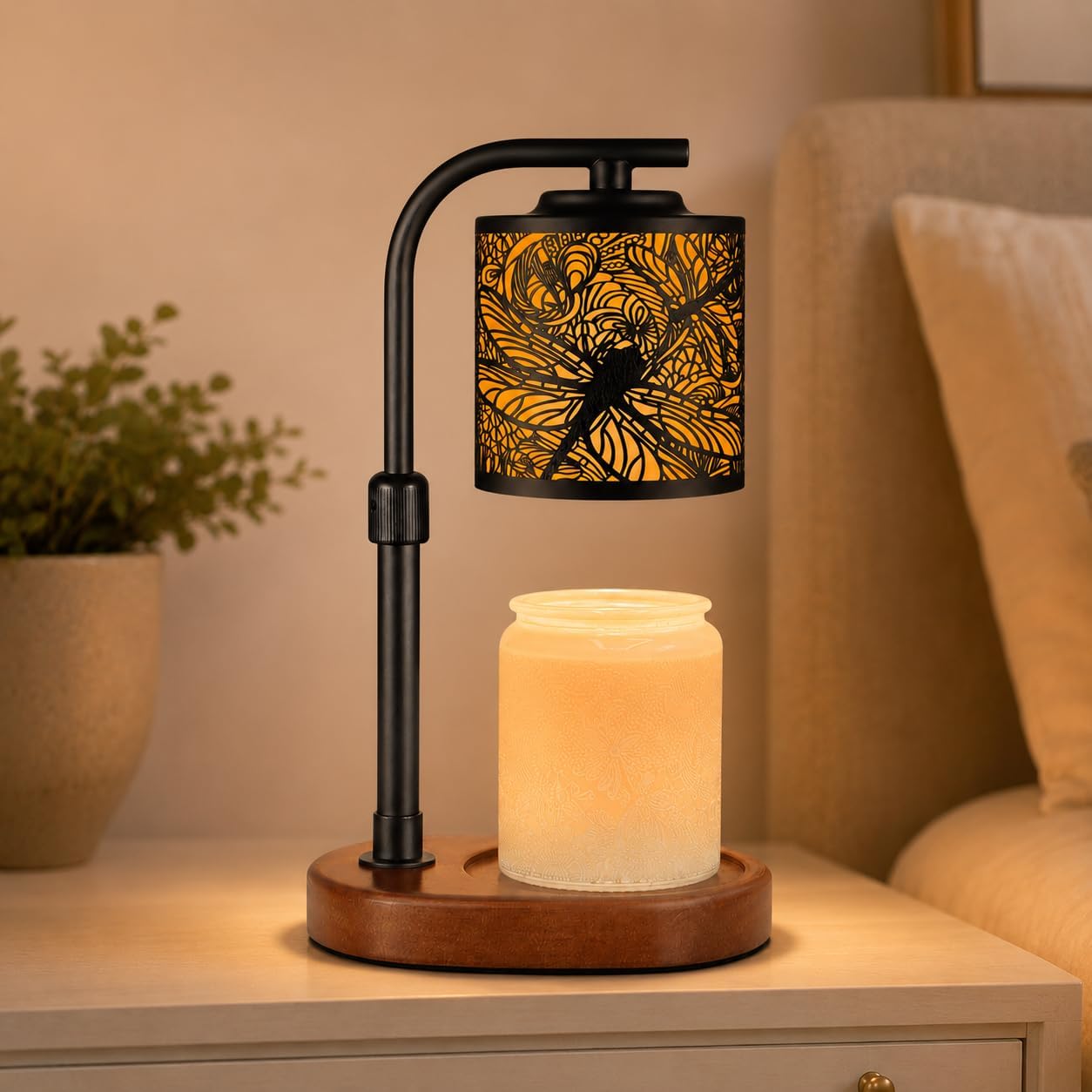 kobodon Candle Warmer Lamp with Timer, Electric Candle Lamp Warmer Birthday for Mom Women Home Bedroom Decor Wax Melt Warmer for Scented Wax with Jar Candles (Dragonfly)