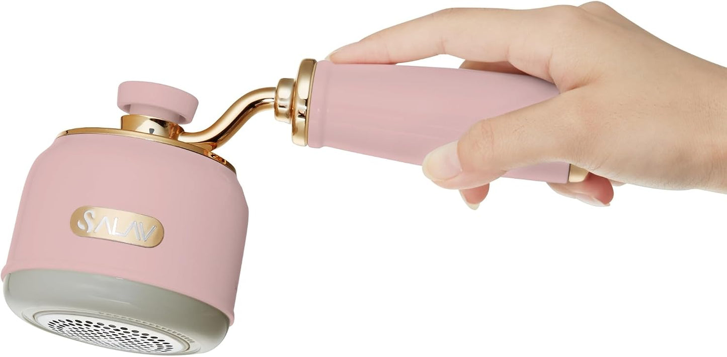 SALAV® Retro Edition 2-in-1 Rechargeable Fabric Shaver and Lint Roller, 6-Blade System, Removes Fuzz and Pilling on Fabrics, Includes Charging Cable (Rose)