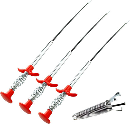 Drain Snake, Drain Cleaner & Hair Clog Remover Tool – Flexible Plumbing Snake for Toilet, Sink, Shower, Bathtub – Heavy Duty Manual Drain Auger with Grabber (35inches, 63inches, 79inches)