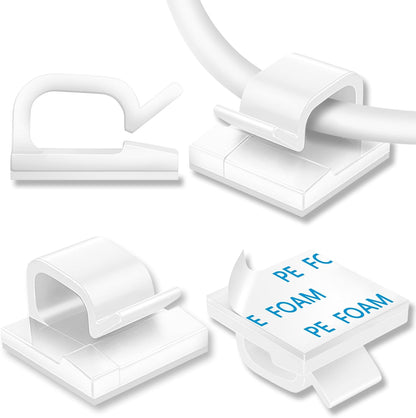 Cable Clips, Adhesive Cable Organizer Cord Holder Wire Clip Wire Management Self Adhesive Hooks Wire Holder for Office, Home (Black)