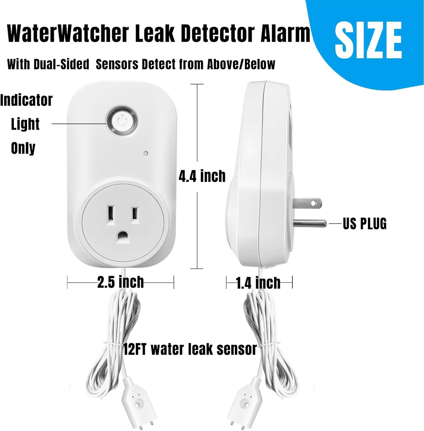 Smart Overflow Detection Sensor | Water Overflow Alarm with Real-Time Alerts for Home, Office & Basement Protection