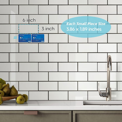 STICKGOO 10-Sheet Subway Tile Peel and Stick Backsplash, Seamless Design Polished Eurasia Beige Kitchen Backsplash Wall Tiles, Glossy Surface Waterproof Stick on Tile for Bathroom, RV, Fireplace