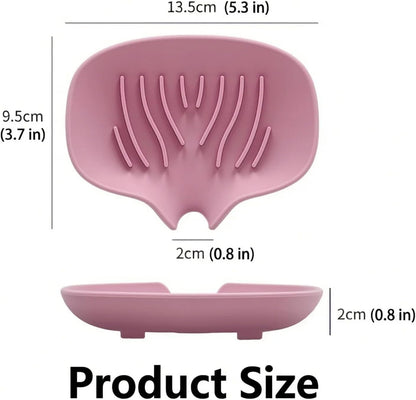 3 Pack Silicone Soap Dish with Drain, Self Draining Soap Trays, Bar Soaps Holder Saver Container with Drainage Waterfall for Bathroom Shower Kitchen Bathtub Organizer