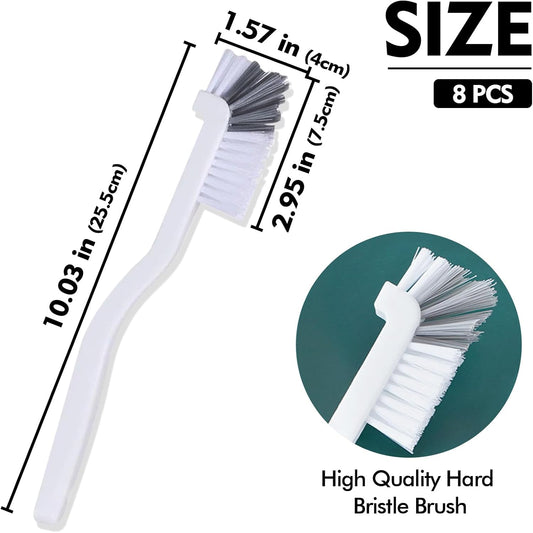 Dish Scrub Brush 8PCS Small Scrub Brush Nylon Gap Cleaning Brush for Household Use on Bathroom, Kitchen, Tile Floors, Sink, Grooves, Window Tracks (8 Brushes + 8 Hooks)