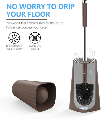 SetSail Toilet Brush, Compact Size Toilet Bowl Brush and Holder Toilet Brushes for Bathroom with Stainless Steel Handle Toilet Cleaner Brush with Durable Scrubbing Bristles, Splash-Proof