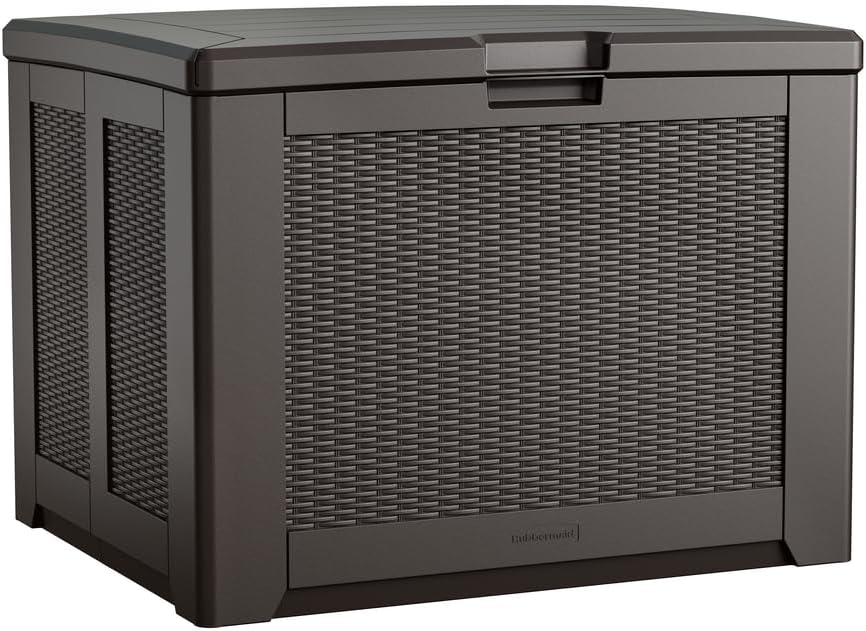 Rubbermaid Extra Large Resin Outdoor Storage Deck Box (134 Gal), Weather Resistant, Black, Deck Organization for Home/Backyard/Pool Chemicals/Toys/Garden Tools/Porch/Patio Cushions