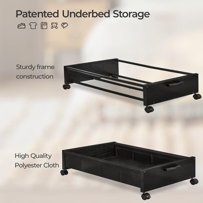 FOUCSSOMEI Under Bed Storage with Wheels, Wooden Under Bed Drawers On Wheels, Rolling Under Bed Shoe Storage, Space Saving, Rustic Brown,30L
