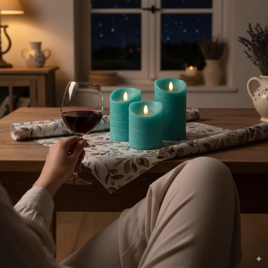 VENTA Set of 3 White Pillar Candles | Real Wax Battery Operated Flickering LED Candles with Remote | Timeless Decor for Farmhouse, Modern & Mantel Displays