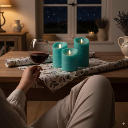 VENTA Set of 3 White Pillar Candles | Real Wax Battery Operated Flickering LED Candles with Remote | Timeless Decor for Farmhouse, Modern & Mantel Displays
