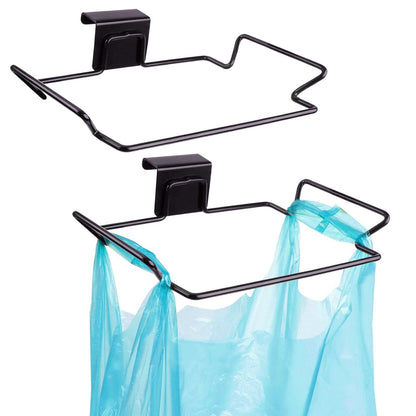 Large Stainless Steel Trash Bag Holder for Kitchen Cabinets Doors and Cupboards, Black