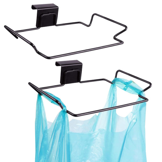 Large Stainless Steel Trash Bag Holder for Kitchen Cabinets Doors and Cupboards, Black