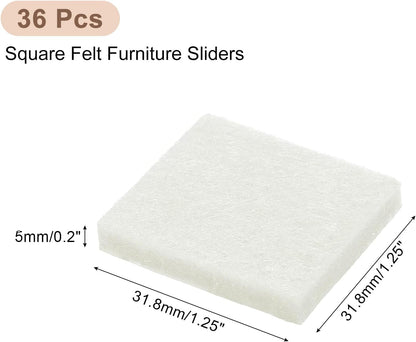 uxcell Furniture Pads, 36Pcs 1.5" - Square Self Adhesive Felt Furniture Pads, Floor Protectors for Furniture Feet Chairs Legs Hardwood Floors (Black)