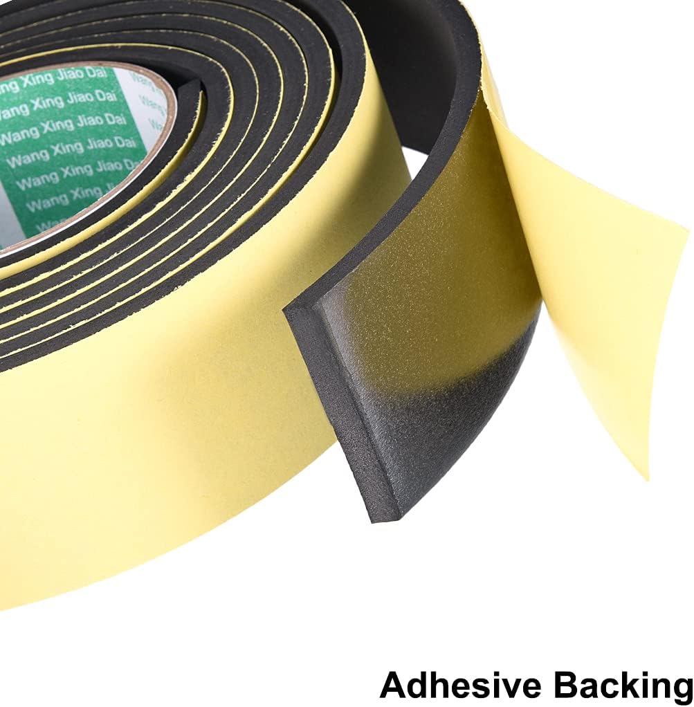 uxcell Sealing Foam Tape 5mm Wide 3mm Thick 4m/13ft Long, Self Adhesive Weather Strip for Window Door Insulation, Pack of 2