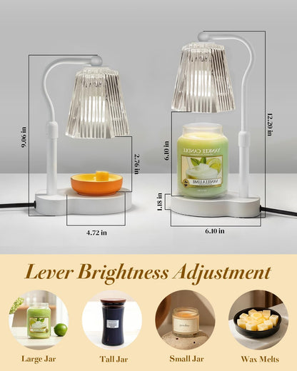 Candle Warmer Lamp with Timer & Dimmable Settings, Adjustable Height Flameless Scented Wax Melter for Jar Candles, Elegant Home Decor Warmer Lamp with 2 Bulbs, Gift for Women Mom Friend Family, Black