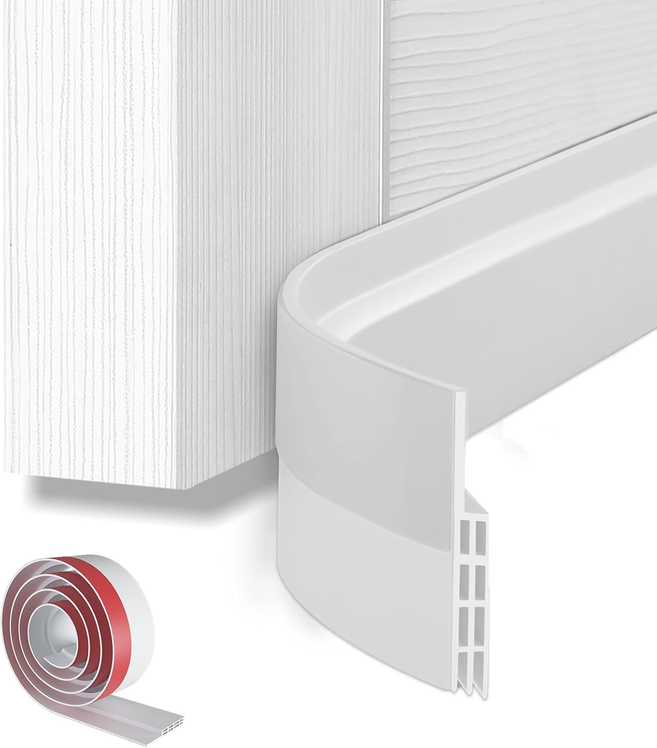 Door Draft Stopper, Ohuhu 39"L x 2"W Silicone Weather Stripping Under Door Seal for Exterior Interior Doors, 1" Widened Strong Adhesive, Soundproof Door Sweep Strip to Block Cold, Noise, Light Pests