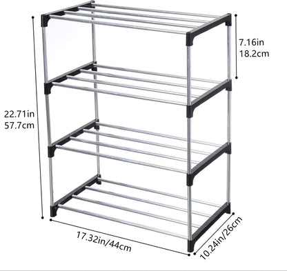 Jucaifu Stackable Small Shoe Rack, Entryway, Hallway and Closet Space Saving Storage and Organization (3-Tier, White)