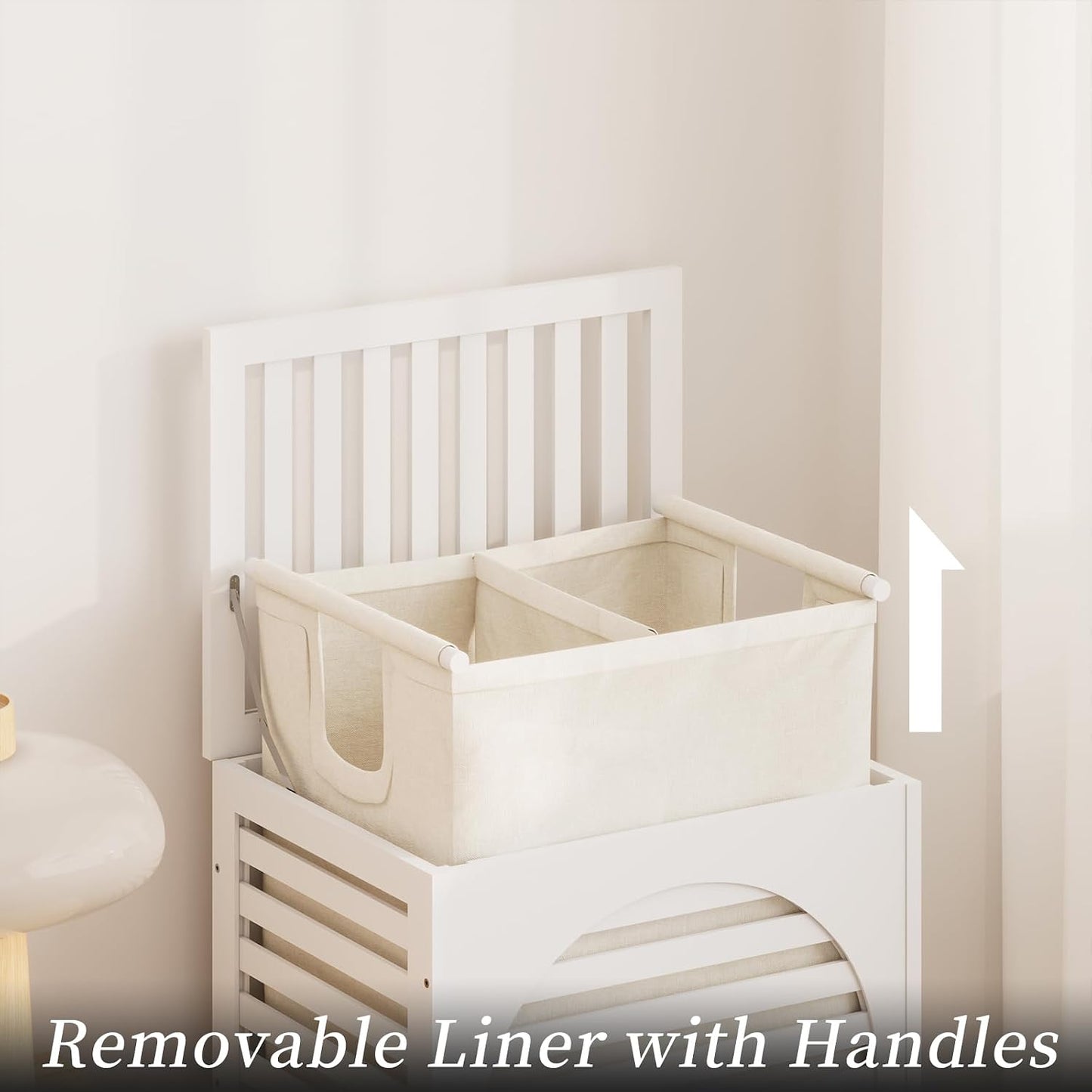 Laundry Hamper with Lid,Bamboo Large Waterproof Clothes Laundry Basket,Removable Washing Bags with Handles,clothes basket (Natural)
