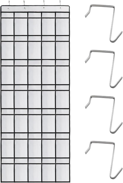 Over the Door Shoe Organizer, 12 Mesh Pockets Hanging Shoe Organizer with 4 Metal Hooks (Black)