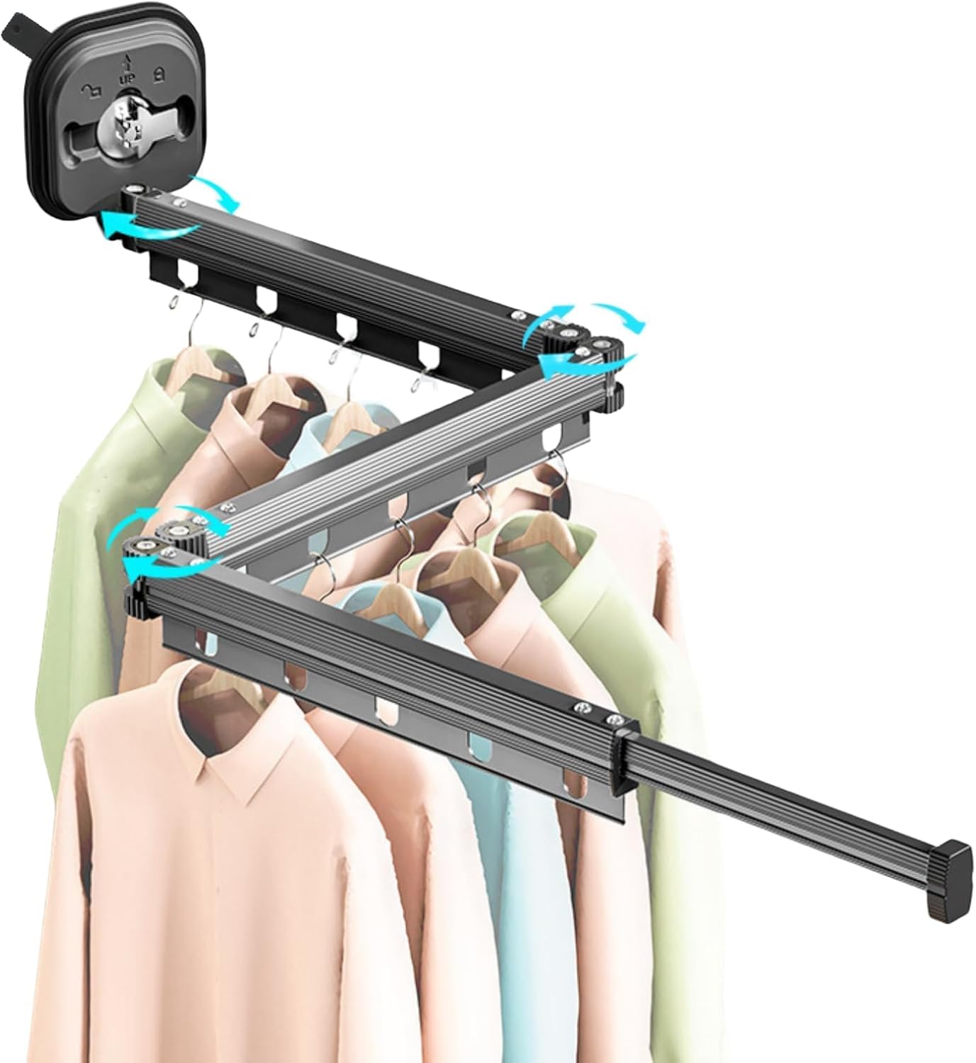 Clothes Drying Rack Wall Mounted with Suction Cup, Drying Racks for Laundry | 3-Fold Laundry Hanger Dryer Rack Space Saver, Retractable Laundry Rack for Mudroom, Wardrobe, Bathroom & Balcony