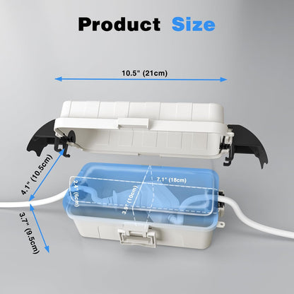 FLEMOON IP55 Outdoor Electrical Box Waterproof with Detachable Awning Covers, 7.1 * 3.9 * 2.4 inch Weatherproof Extension Cord Cover, Easy Installation for Outdoor Plug, Outlet, String Lights, Black