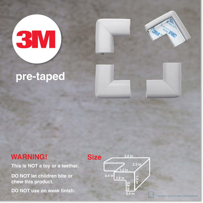 Roving Cove HeftyFit Corner Protector for Baby (4 Large Corners), Heavy-Duty Soft Rubber Foam Furniture Corner Bumper Guards, 3M Adhesive Pre-Taped, Oyster White (Off White)
