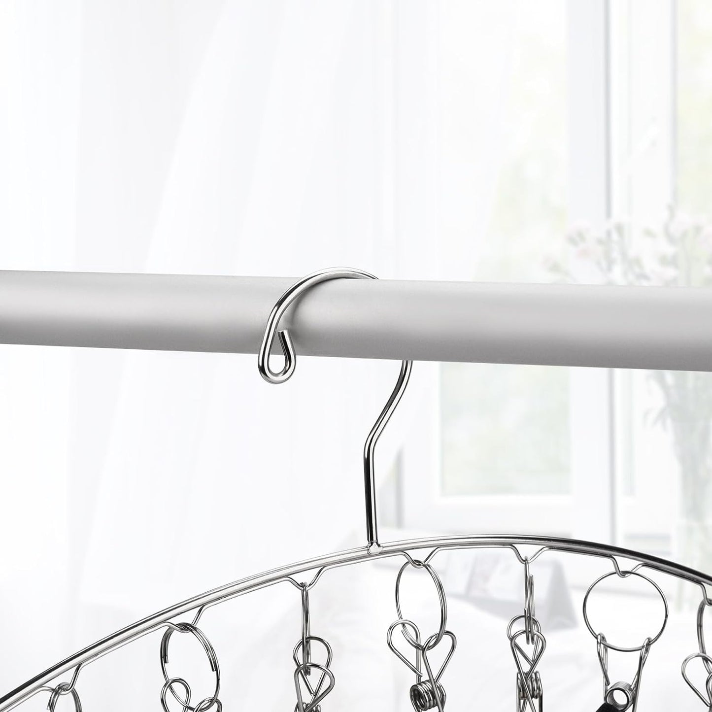 Toplife Clothes Hanger with 10 Clips, Stainless Steel, Windproof, for Drying Socks, Bras, Underwears, Baby Clothes, Hats, Scarfs, Towels, Pants and Gloves, Set of 4 (Outdoors)