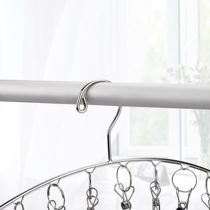 Toplife Clothes Hanger with 10 Clips, Stainless Steel, Windproof, for Drying Socks, Bras, Underwears, Baby Clothes, Hats, Scarfs, Towels, Pants and Gloves, Set of 4 (Outdoors)