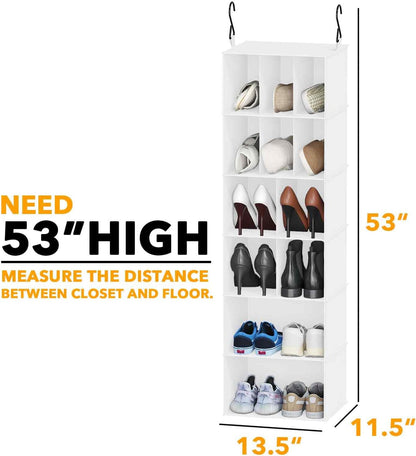SpaceAid 2 Pack Hanging Closet Organizer and Storage with Dividers, 24 Compartments Hanging Shoe Shelves for Closet, Wardrobe, RV, Garment Rack - Black