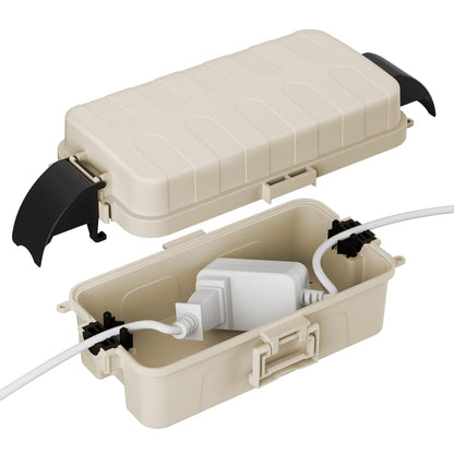FLEMOON IP55 Outdoor Electrical Box Waterproof with Detachable Awning Covers, 7.1 * 3.9 * 2.4 inch Weatherproof Extension Cord Cover, Easy Installation for Outdoor Plug, Outlet, String Lights, Black
