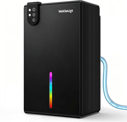 98 OZ Small Dehumidifier for Home 1000 Sq Ft, Quiet Dehumidifier with Drain Hose, Auto Shut-Off, Sleep Mode, 7-Color Light for Basement, Bedroom, Bathroom, Closet, RV (Sliver White)