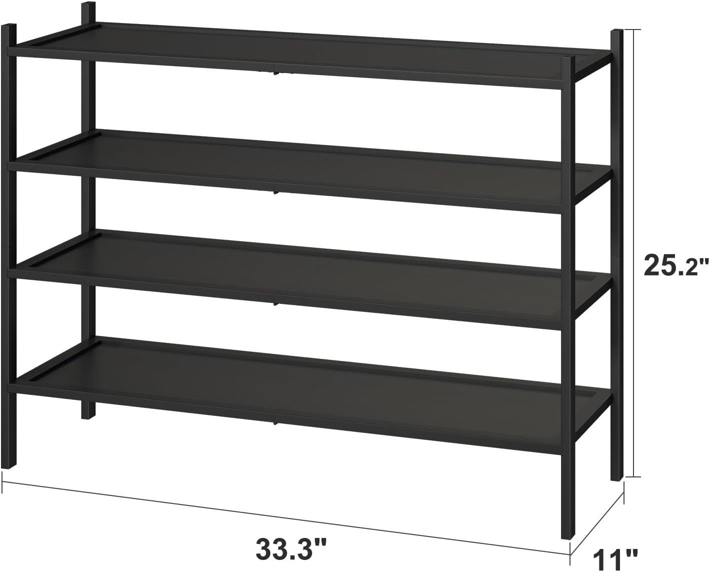 kiplant Small Shoe Rack, 4-Tier Bamboo Wood Shoe Rack for Entryway, Stackable Shoe Organizer for Hallway Closet, Free Standing Shoe Racks for Indoor & Outdoor