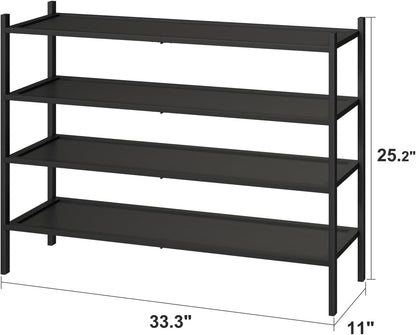 kiplant Small Shoe Rack, 4-Tier Bamboo Wood Shoe Rack for Entryway, Stackable Shoe Organizer for Hallway Closet, Free Standing Shoe Racks for Indoor & Outdoor