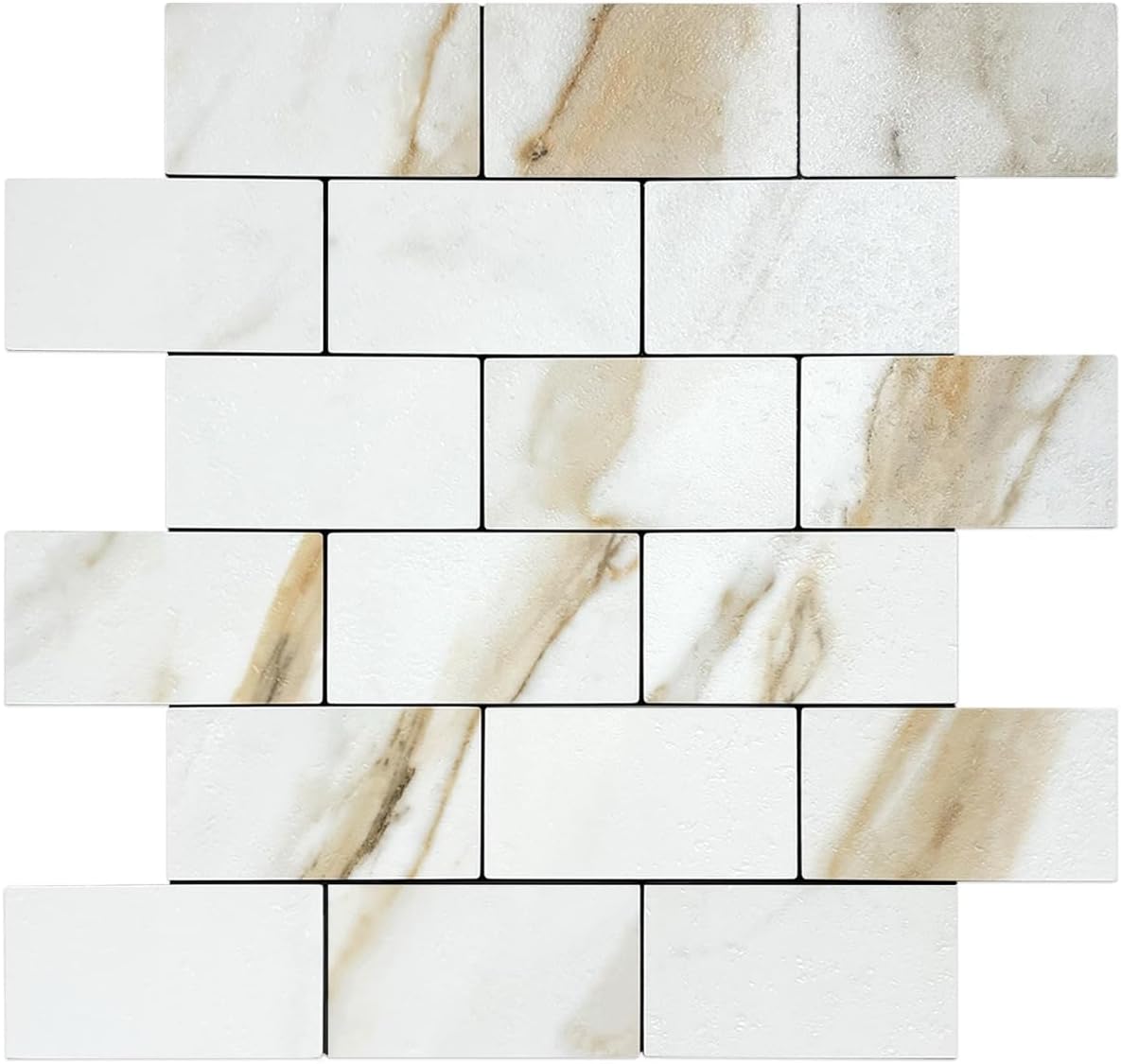 DICOFUN 10-Sheet Polished White Thick PVC Peel and Stick Backsplash, Ceramic Look Subway Tile White Kitchen Backsplash Peel and Stick Wall Tiles