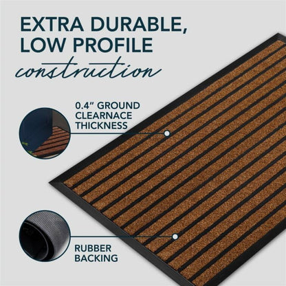 ubdyo Extra Durable Door Mat - Dirt Trapping Outdoor Welcome Mats - Non-Slip Outdoor Indoor Entrance - Low Profile Front Doormat (30" x 17", Bright Brown)