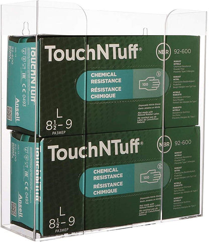 Cq acrylic Rubber Glove Holder for Wall Mount,Clear Disposable Glove Dispenser and Glove Box on Wall,Multipurpose Wall Floating Mask Dispenser and Medical Gloves Rack Storage,10.2”x16”x3.5” Pack of 1