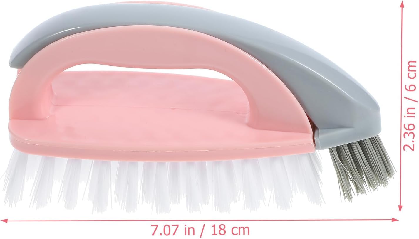 FRCOLOR Multi-Function Laundry Brush for Shoes and Clothes Cleaning Pink Plastic Handle, Practical Scrubbing Brush for Household Use and Bathtub Cleaning