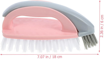 FRCOLOR Multi-Function Laundry Brush for Shoes and Clothes Cleaning Pink Plastic Handle, Practical Scrubbing Brush for Household Use and Bathtub Cleaning