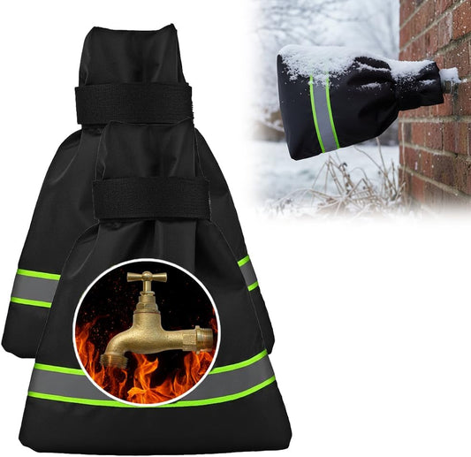 Outdoor Faucet Covers for Winter Freeze Protection, Waterproof Insulated Spigot Cover, Reusable Hose Bib Covers for Outside Faucets, Winter Pipe Insulation Protector for Yard & Garden (Green, 2PC)
