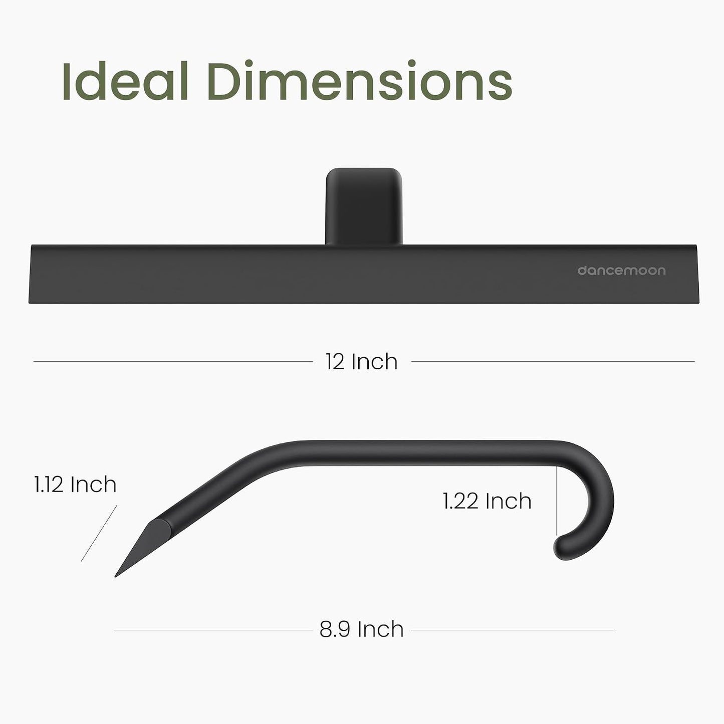 dancemoon JustHang Shower Squeegee for Glass Doors, All-One-Piece Award-Winning Silicone Squeegee with Built-in Hook for Bathroom, Window, Mirror, Tile Wall,Car, Streak-Free Cleaner Tool,10-Inch Black