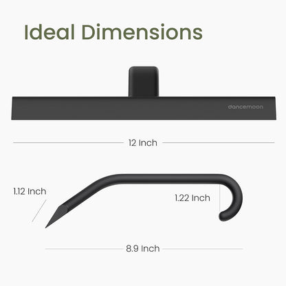 dancemoon JustHang Shower Squeegee for Glass Doors, All-One-Piece Award-Winning Silicone Squeegee with Built-in Hook for Bathroom, Window, Mirror, Tile Wall,Car, Streak-Free Cleaner Tool,10-Inch Black