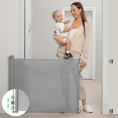 Retractable Baby Gate, Momcozy Mesh Baby Gate or Mesh Dog Gate, 33" Tall,Extends up to 55" Wide, Child Safety Gate for Doorways, Stairs, Hallways, Indoor/Outdoor